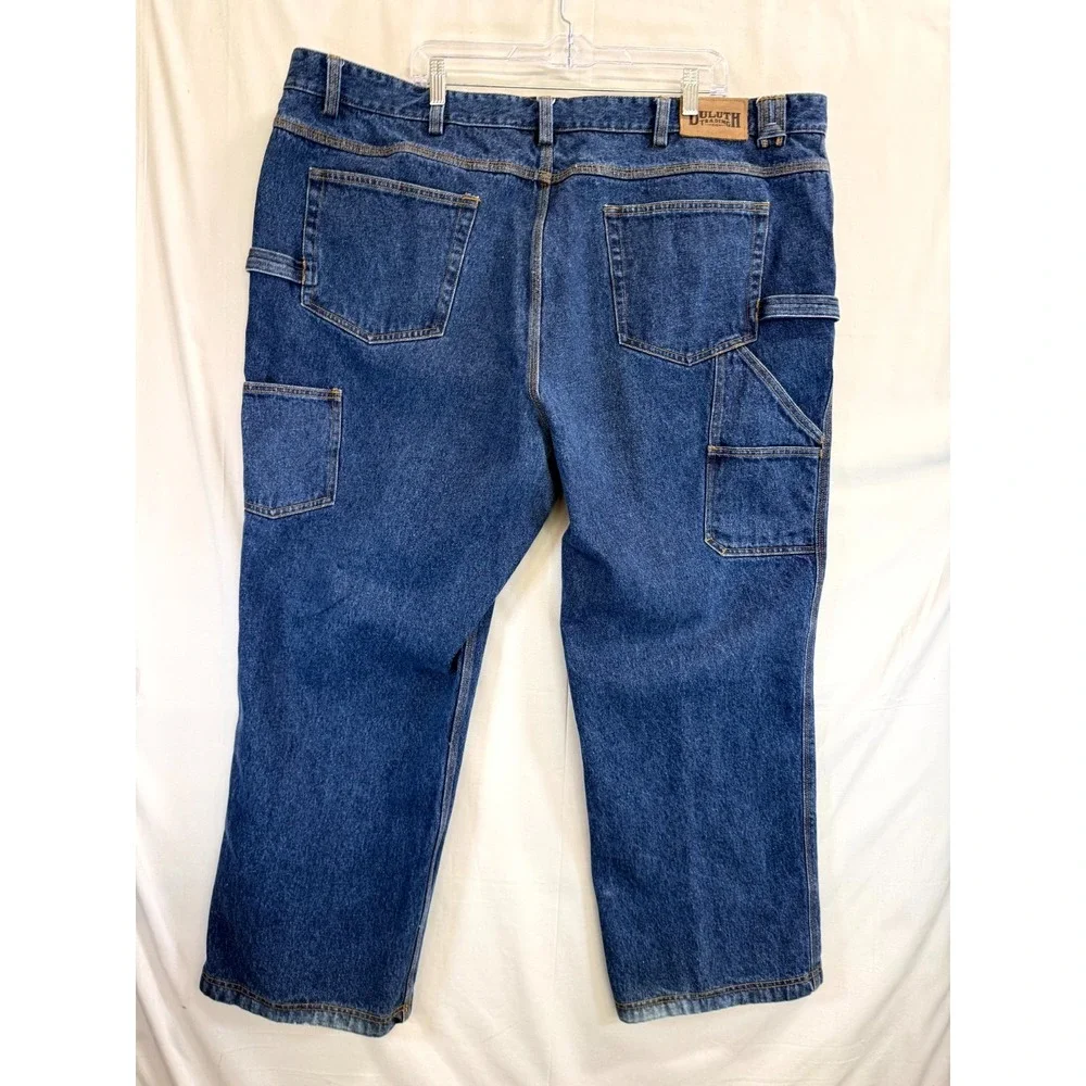 Duluth Ballroom Carpenter Jeans Mens 48x30 Blue Cotton Straight Leg Hammer Loop